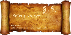 Zárug Valter névjegykártya